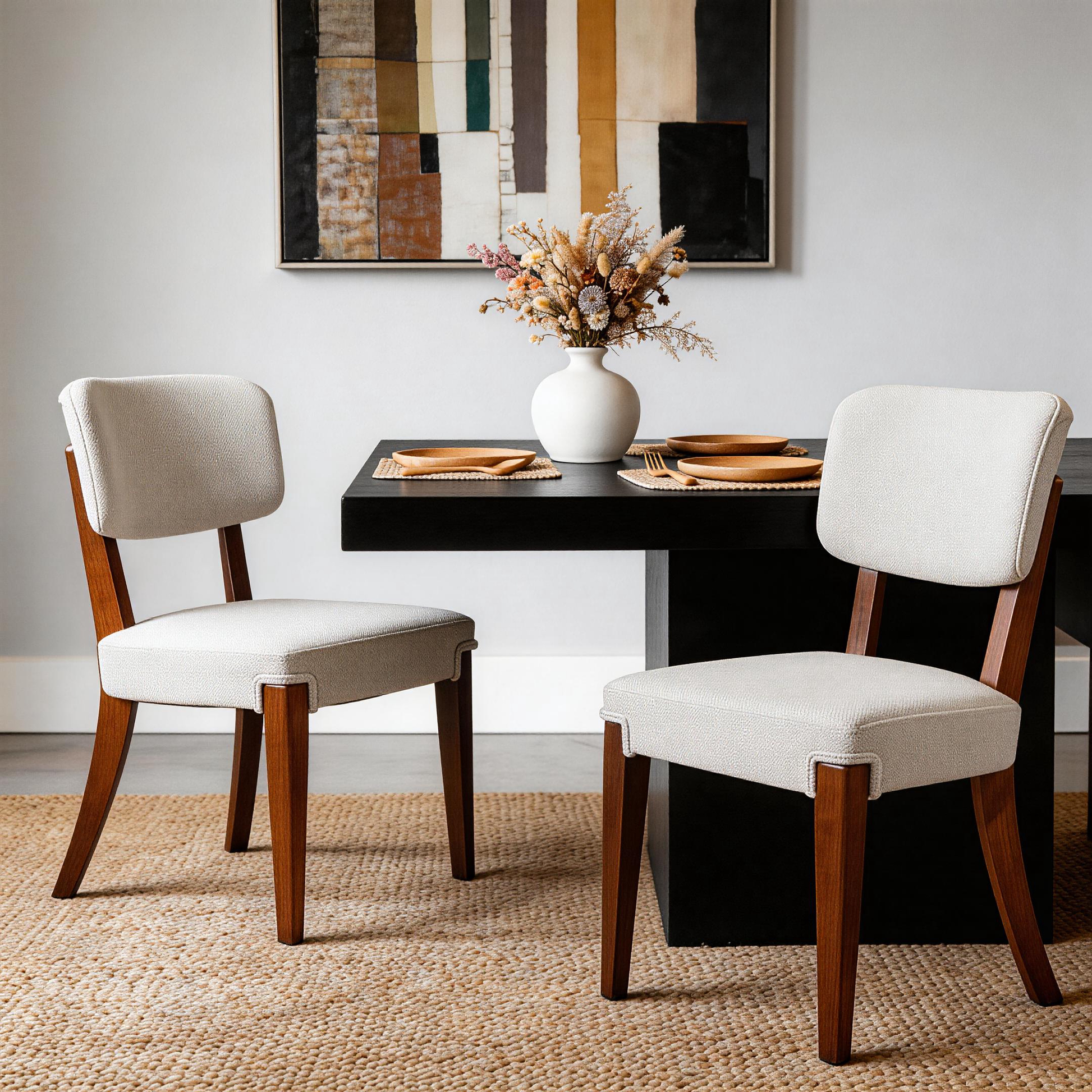 Modern Armless Dining Chairs Set of 2, Beige, Contemporary Side Chairs with Wood Legs - Versatile Accent Chairs for Dining Room, Kitchen, or Living Room image 1