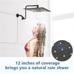 12-inch Adjustable High-Pressure Rain Shower Head for Relaxation