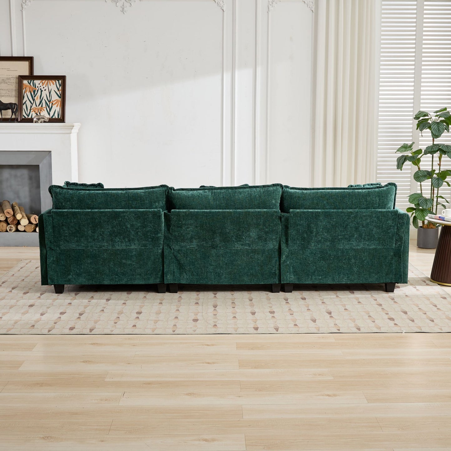 Cloud Sofa 3 Seats (Ottoman is not included), Modern Sectional Couch, for Living Room Bedroom and Apartment, Comfy Double Layer Upholstered Seat Cushion, Breathable Chenille Fabric,Green,SW5013GN image 4