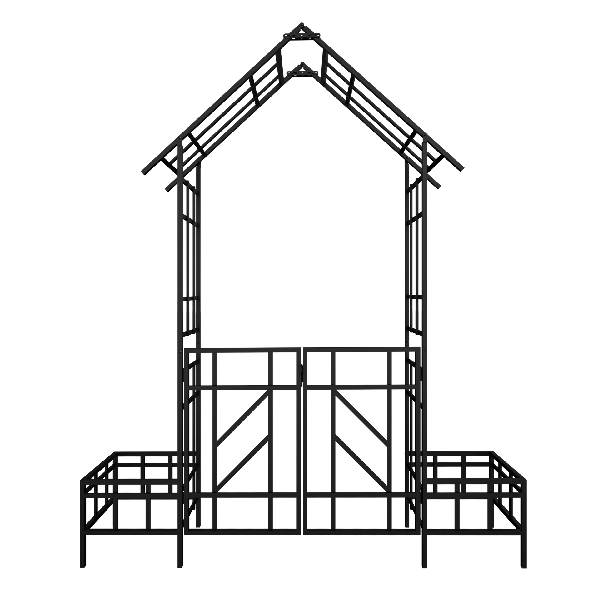 Metal Garden Arch with Gate with planter W80.71*H97.24 Climbing Plants Support Rose Arch Outdoor Black image 11