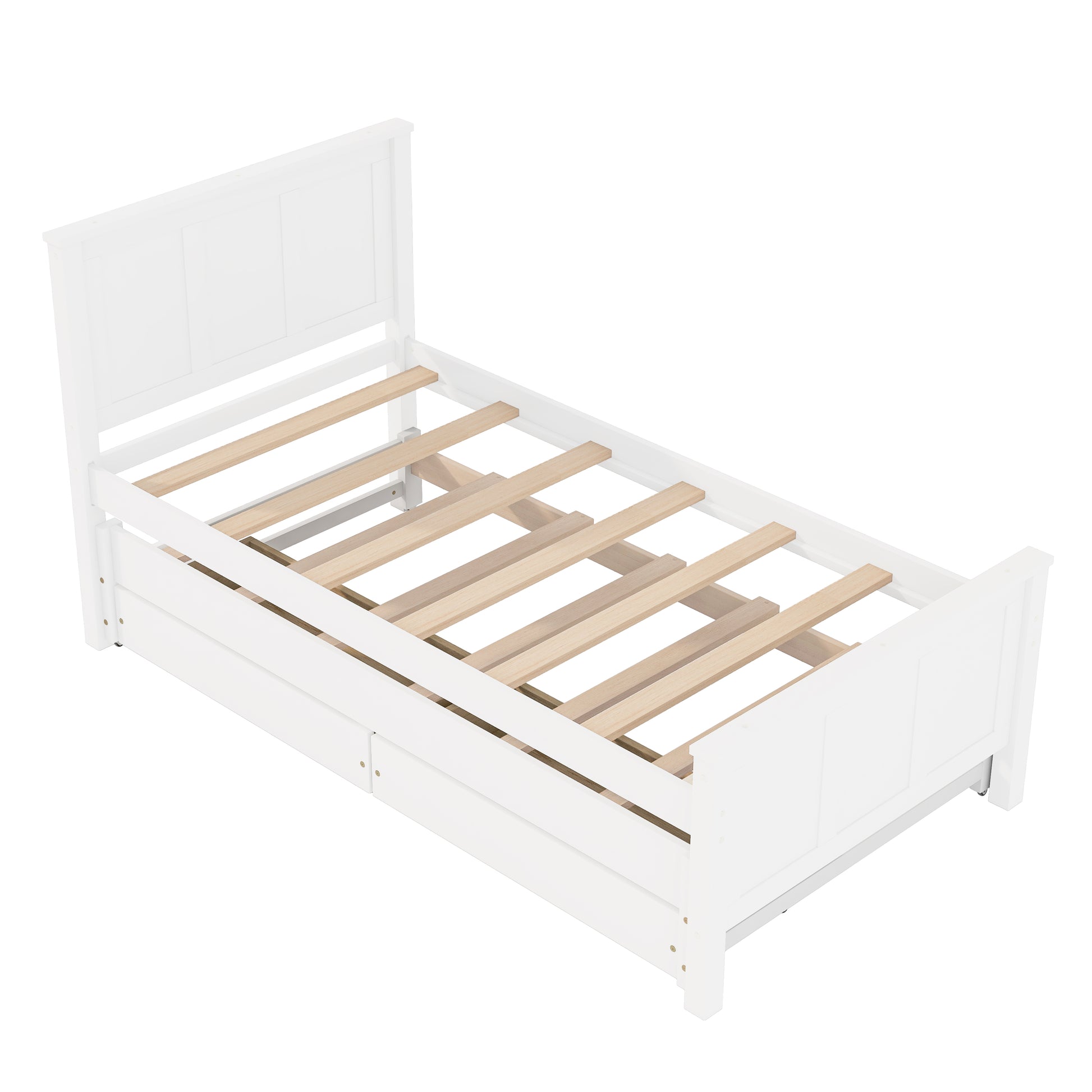 Twin Size Platform Bed with Trundle and Drawers, White(Old Sku:WF298815AAK) image 8