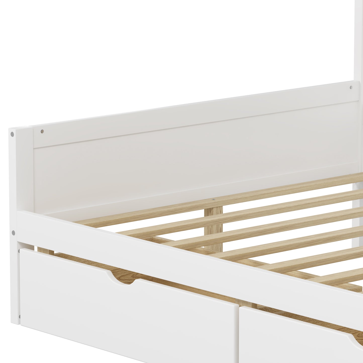 Full Size Wooden L-Shape Daybed with Seven Storage Cabinets and Two Storage Drawers, Multi-functional Bed with Study Desk and Built-in Bookshelf, White(old SKU: N733S247077K) image 9