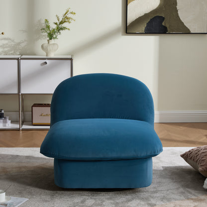 Swivel Accent Chair, 360-degree Metal Base with Velvet Fabric Upholstery, Comfy Pumpkin-Shaped Swivel Chair for Living Room, Bedroom, or Office image 2