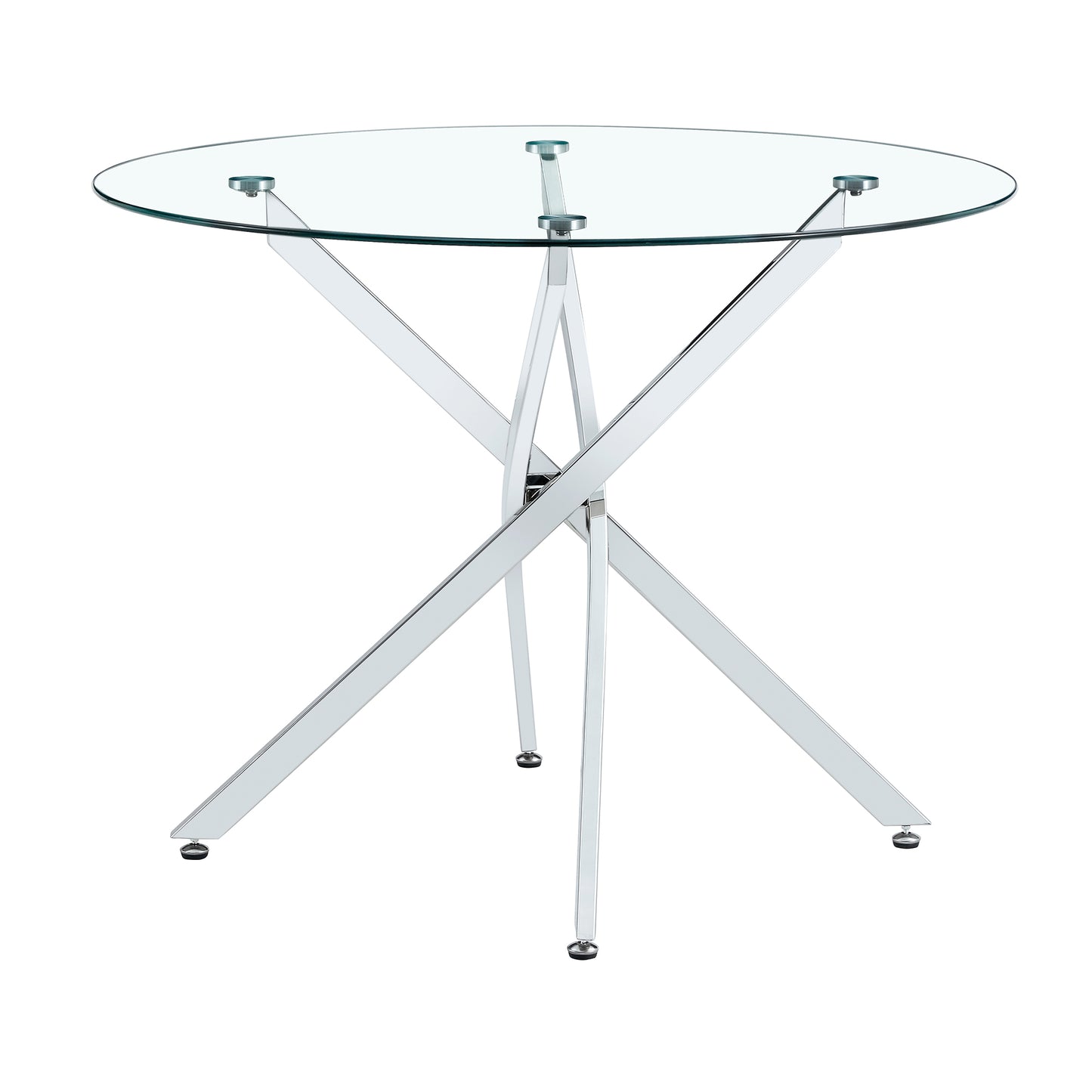 Round glass dining table suitable for 2-4 people: diameter 39 inches,Modern minimalist style round transparent tempered glass table,metal table legs, suitable for kitchen, dining room and living room. image 1