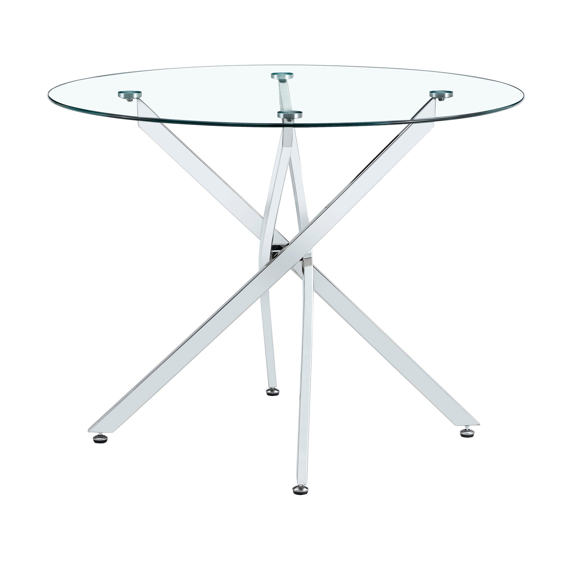 Round glass dining table suitable for 2-4 people: diameter 39 inches,Modern minimalist style round transparent tempered glass table,metal table legs, suitable for kitchen, dining room and living room. image 1