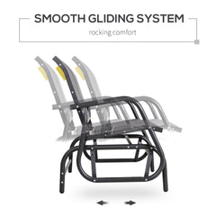 Outsunny 2-Person Outdoor Glider Bench, Patio Double Swing Rocking Chair Loveseat w/Powder Coated Steel Frame for Backyard Garden Porch, Gray