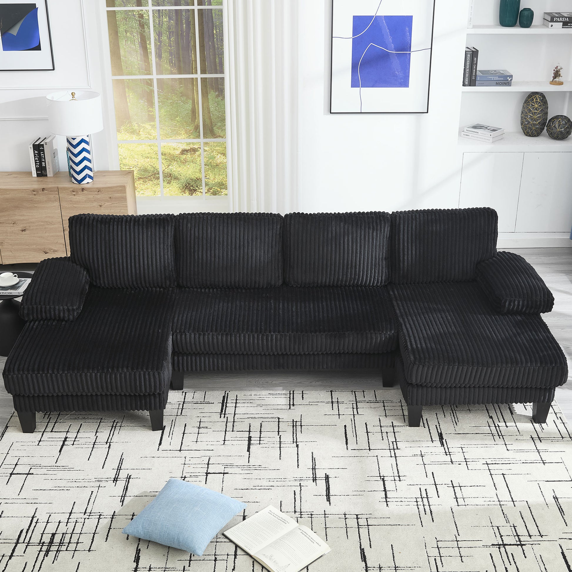 [VIDEO provided][New]U-Shaped Couch with Oversized Seat,4-Seat Sofa with Double Chaise,Comfortable and spacious indoor furniture for Living Room,Apartment image 7