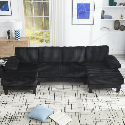 [VIDEO provided][New]U-Shaped Couch with Oversized Seat,4-Seat Sofa with Double Chaise,Comfortable and spacious indoor furniture for Living Room,Apartment image 7