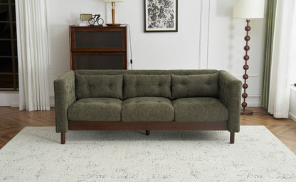 78" Upholstered Sofa Modern 3-seater Sofa Couch with Tufted Design for Living Room,Dark Green image 5