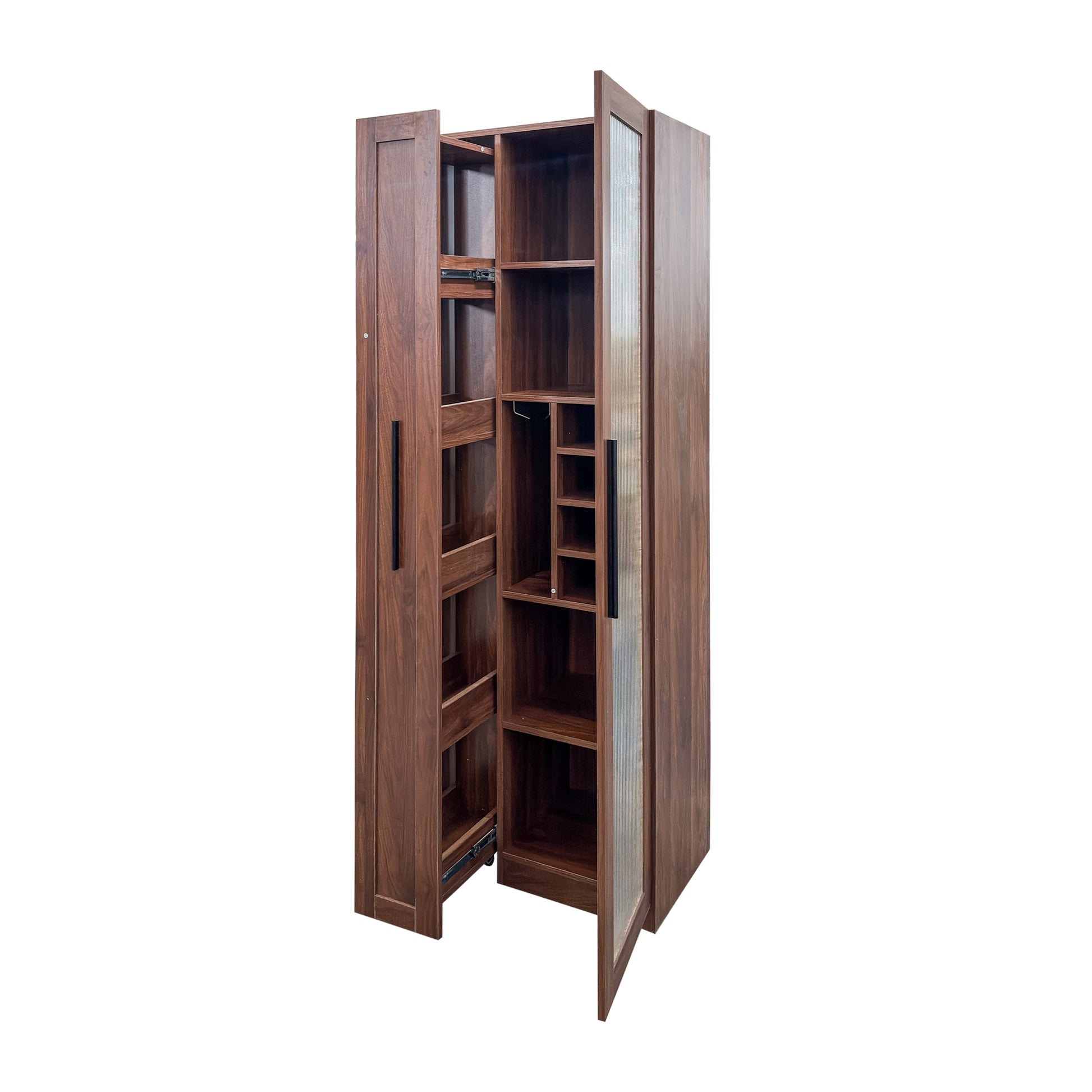 Kitchen pantry cabinet with multi-functional pull-out multi-tier storage shelf,Farmhouse Storage Cabinet with glass Doors,Pantry Organizers for Kitchen, bar cabinet,Dining Room image 9