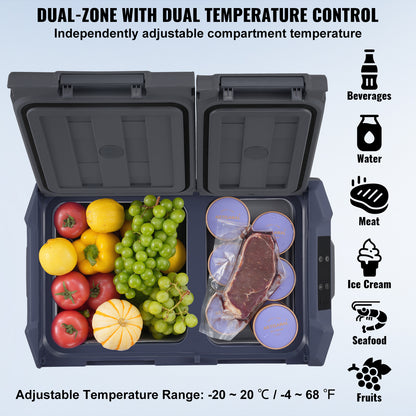 Car Refrigerator, 12 Volt Car Refrigerator Fridge, 32 L Dual Zone Portable Freezer, -4℉-68℉ Adjustable Range, 12/24V DC and 100-240V AC Compressor Cooler for Outdoor, Camping, RV image 6