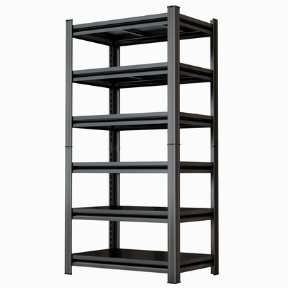 6-Tier Metal Storage Rack, 82"H Garage Shelving, Adjustable Shelves & Reinforced Double-Layer Uprights, Black, Assembly Required image 1