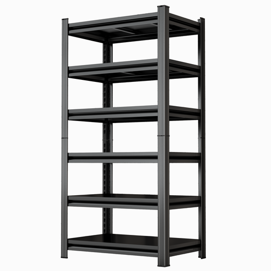 6-Tier Metal Storage Rack, 82"H Garage Shelving, Adjustable Shelves & Reinforced Double-Layer Uprights, Black, Assembly Required image 1