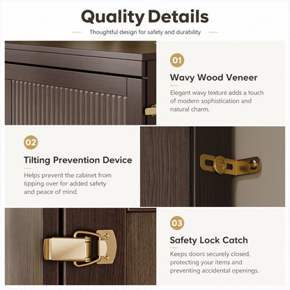 Multifunctional Murphy Bed Cabinet with USB Charging Station, Queen Size Vertical Foldaway Bed with Drawers, Space Saving Hidden Wall Bed with Safety Lock & Anti-Tip Device, Coffee. image 10
