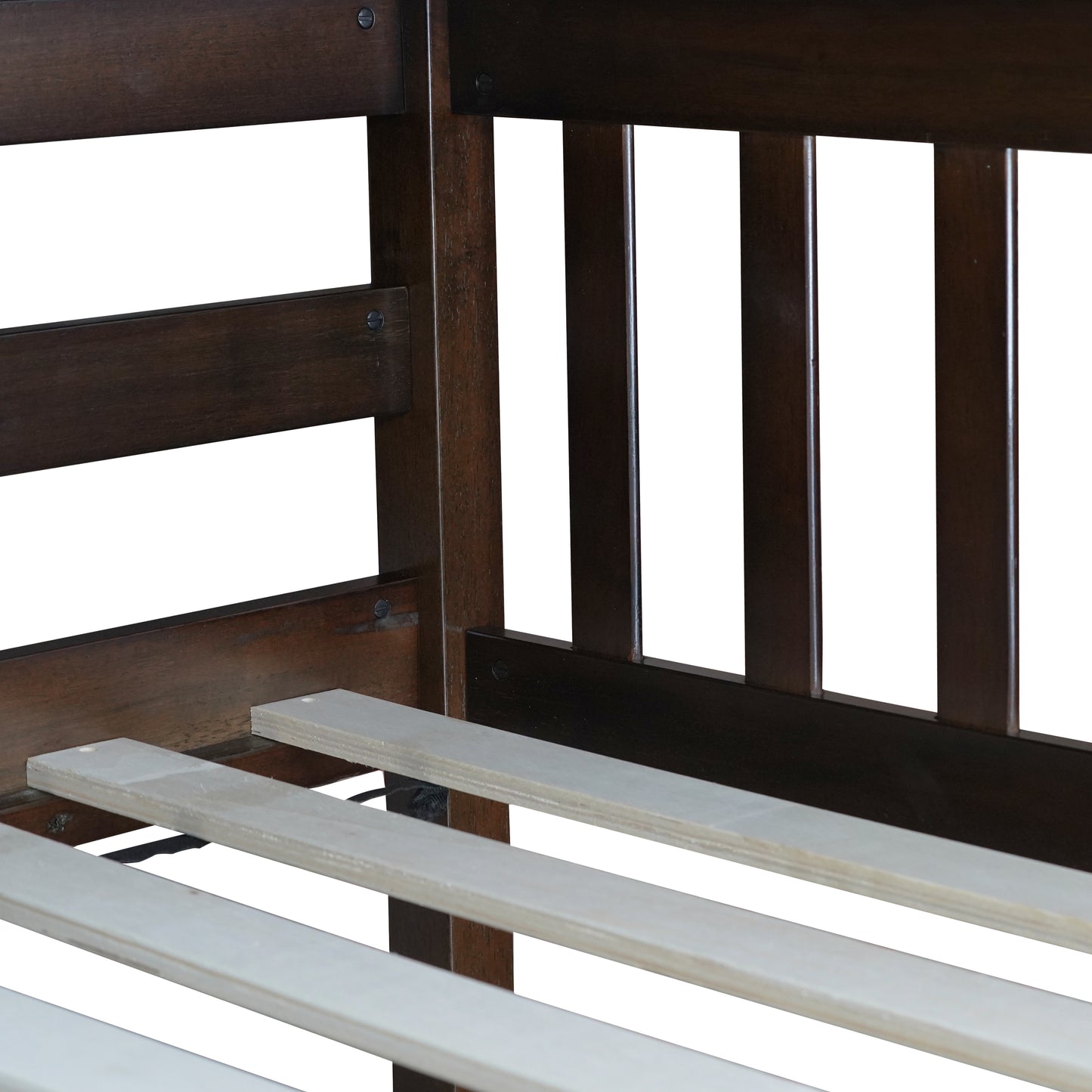 Twin Over Twin Rubber Wood Bunk Bed with 2 Drawers, Convertible into 2 Twin Beds, Twin Size Bunk Bed with Ladder and Safety Guardrails,Espresso (Old Sku W504S00200) image 3