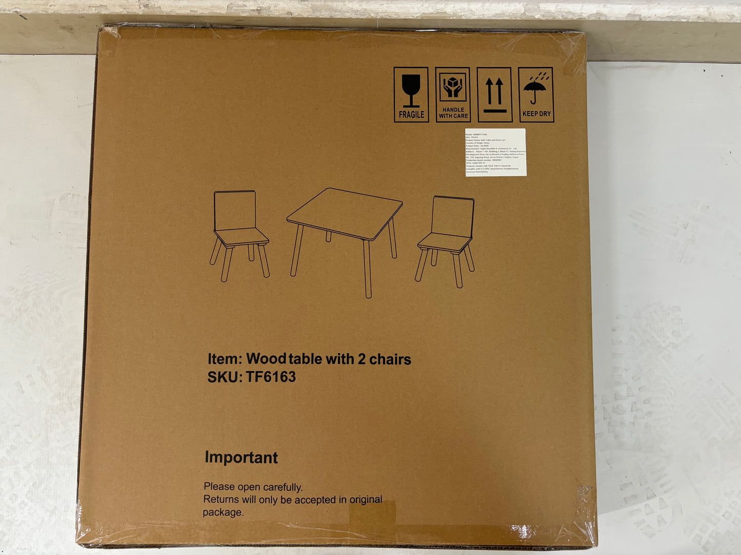 Kids Table and 2 Chairs Set, 3 Pieces Toddler Table and Chair Set, Wooden Activity Play Table Set (White) image 5