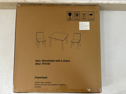 Kids Table and 2 Chairs Set, 3 Pieces Toddler Table and Chair Set, Wooden Activity Play Table Set (White) image 5