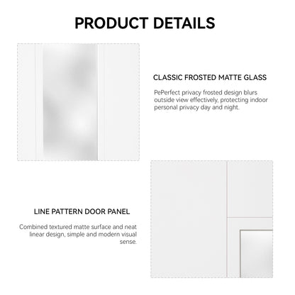36"x80" Fiberglass Front Door with White 4-9/16" PVC Frame,Right-Hand Inswing Exterior Door with Brickmould,Contemporary minimalist smooth skin with frosted glass for Home Entrance,White image 7