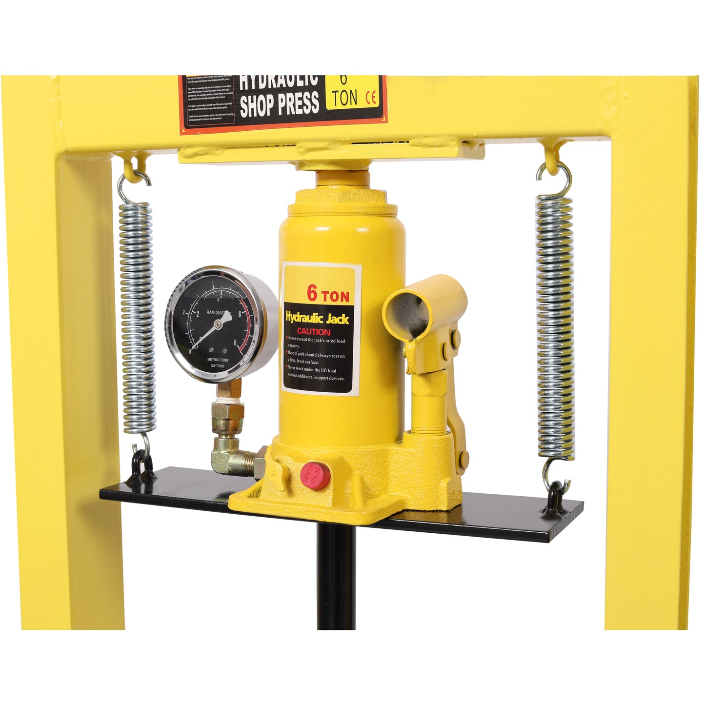 6Ton Bottle Jack Shop Press with Gauge, Bend, Straighten, or Press Parts, Install Bearings, U-Joints, Bushings, Ball Joints, and Pulleys,Yellow image 10