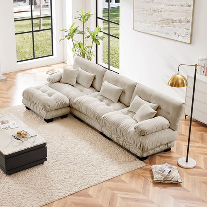 Luxury Modular Sectional Sofa Couch,Oversized L Shaped Cloud Couch for Living Room,Deep Seat Sofa Couch with Convertible Ottoman,Chenille Light coffee image 1