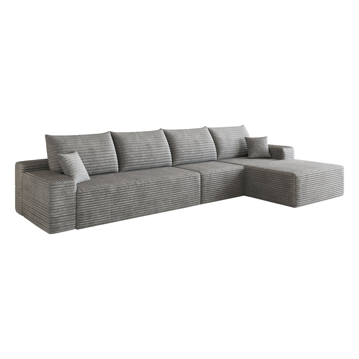 135" Cloud Sectional Couch with L-Shape Chaise,Modern Modular Sofa with Deep Seat, Upholstered Couches for Living Room Bedroom,No Assembly Required,Grey (Plush Corduroy Fabric) image 7