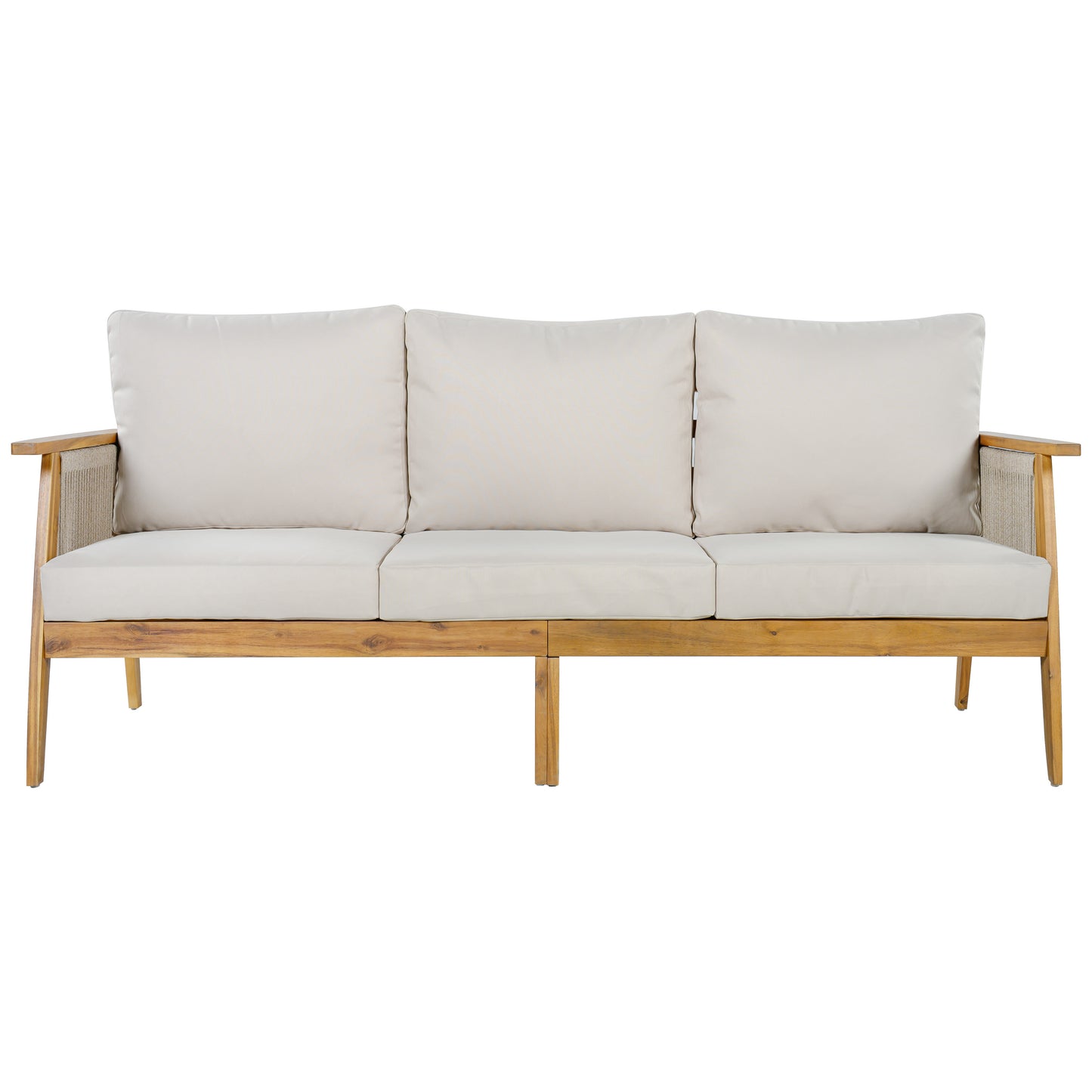 Outdoor Acacia Wood and Rope 3 Seater Patio Sofa image 9
