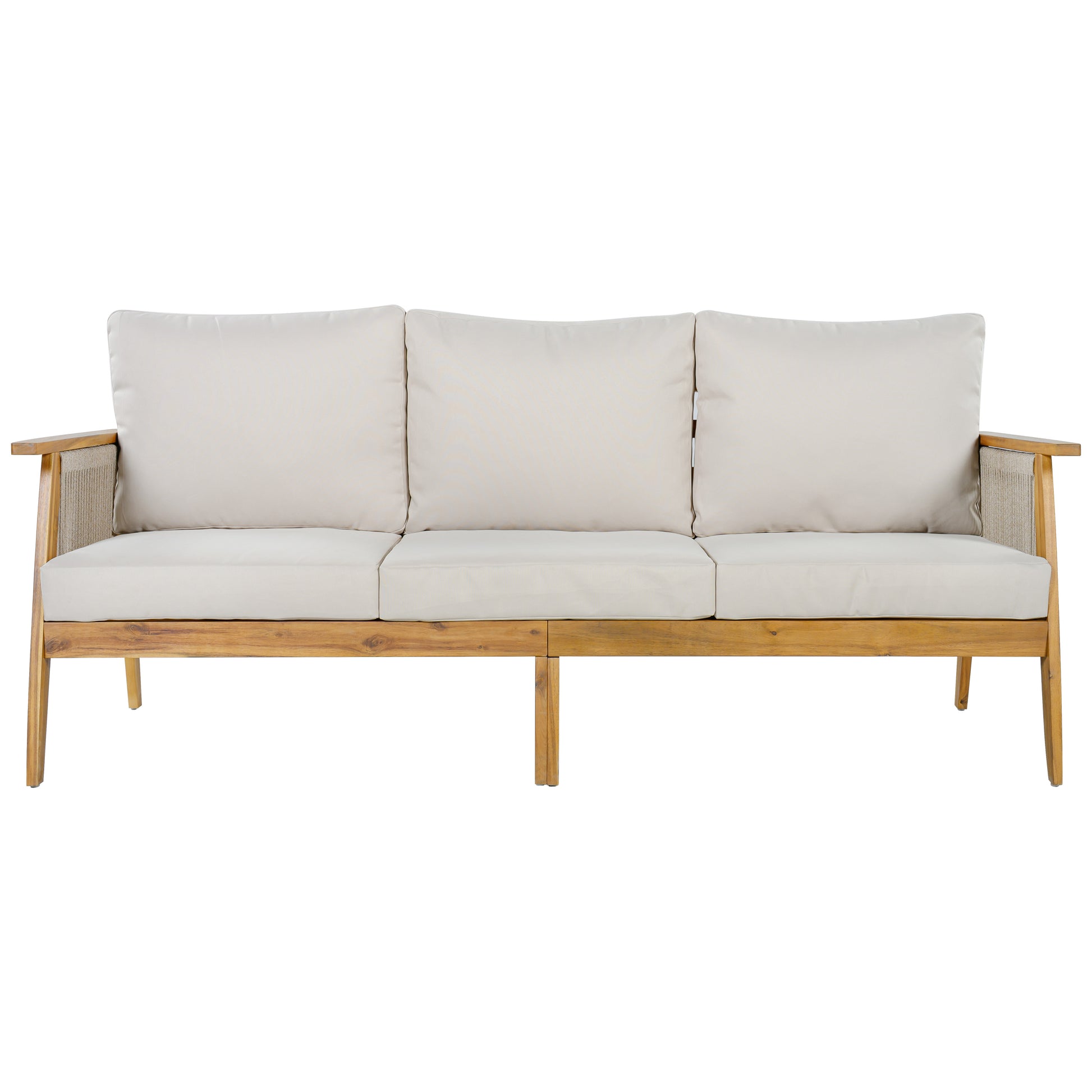 Outdoor Acacia Wood and Rope 3 Seater Patio Sofa image 9