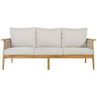 Outdoor Acacia Wood and Rope 3 Seater Patio Sofa image 9