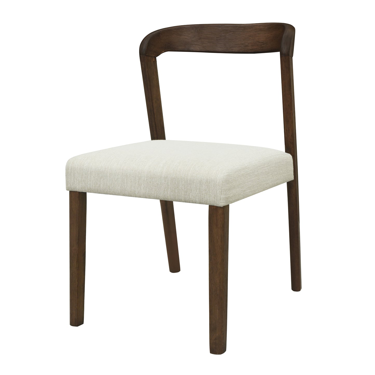 Solid Rubber Wood Dining Chairs(Walnut+Beige)Set of 2 image 5