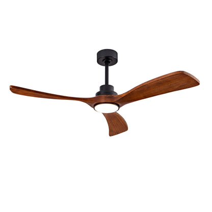 52" indoor Ceiling Fan with Light,3 Walnut Solid Wood Blade, Remote Control,3 CCT Dimmable LED, Timer, 6-Speed Reversible Motor Use for Living Room or Patio image 4