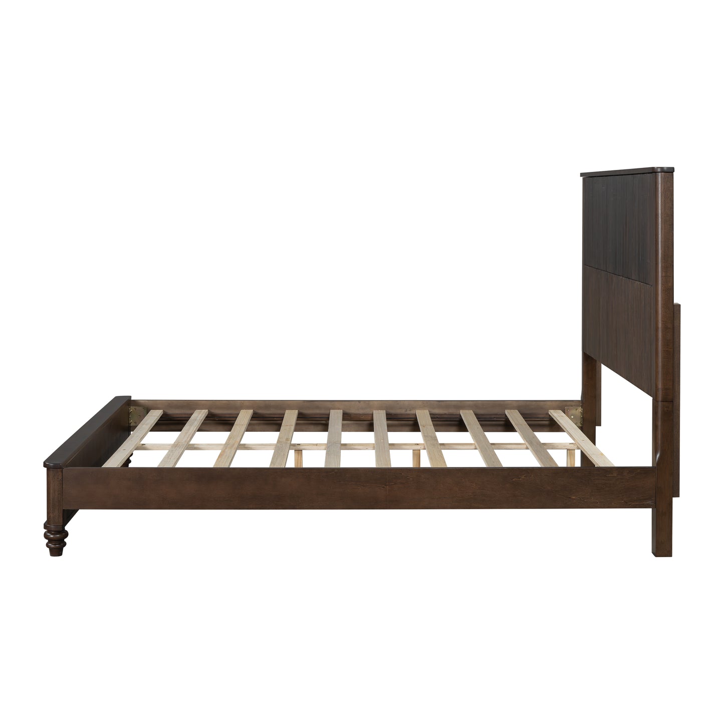 Solid Wood Bed Frame,Queen Platform Bed Frame with Headboard,Tall Headboard Natural Wood Bed,No Box Spring Needed,Walnut image 8