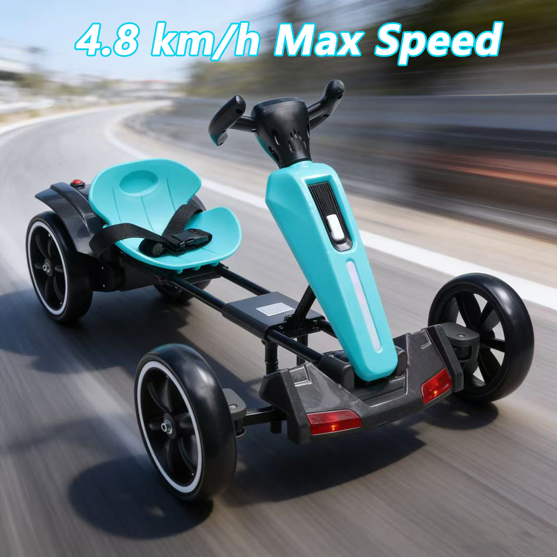 12V electric Kids Pedal Go Kart, Folder Go Kart, Outdoor Ride on Toy with Adjustable Seat, 4 Non-Slip EVA Wheels for Boys and Girls For Age 3-6 Years Old (Light BLUE) image 12