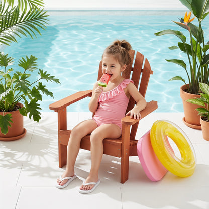 Wooden Kid's Adirondack Chair for Indoor and Outdoor, Natural Cedar Patio Lounge Chiar for Kids image 5