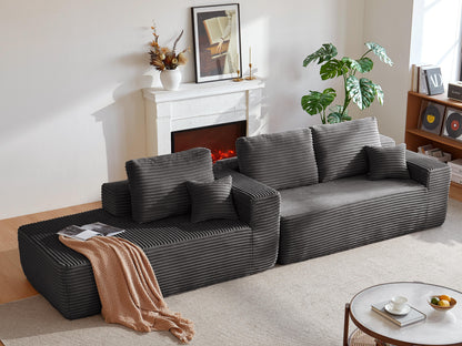 104" Cloud Sectional Sofa with L-Shape Chaise and Side Pockets, Modern Modular Design, Deep Seating, Upholstered Couch for Living Room/Bedroom, No Assembly Required (Plush Fabric), Grey, Left-facing image 3