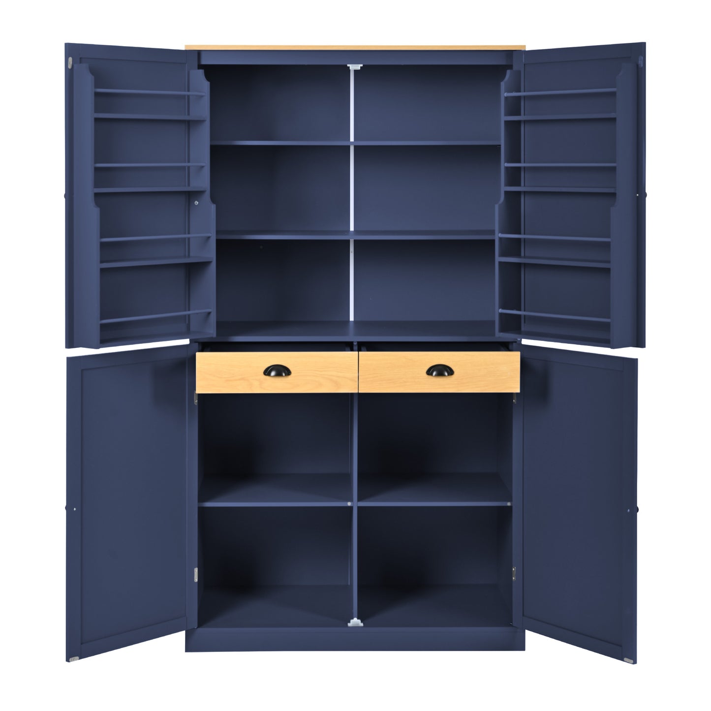 [Assembly Video Provided]TOPMAX 40.2x20x71.3inch High Freestanding Kitchen Pantry Large Cupboard Storage Cabinet with 2 Drawers, 2 Adjustable Shelves, 8 Door Shelves for Kitchen, Dining Room,Blue image 10