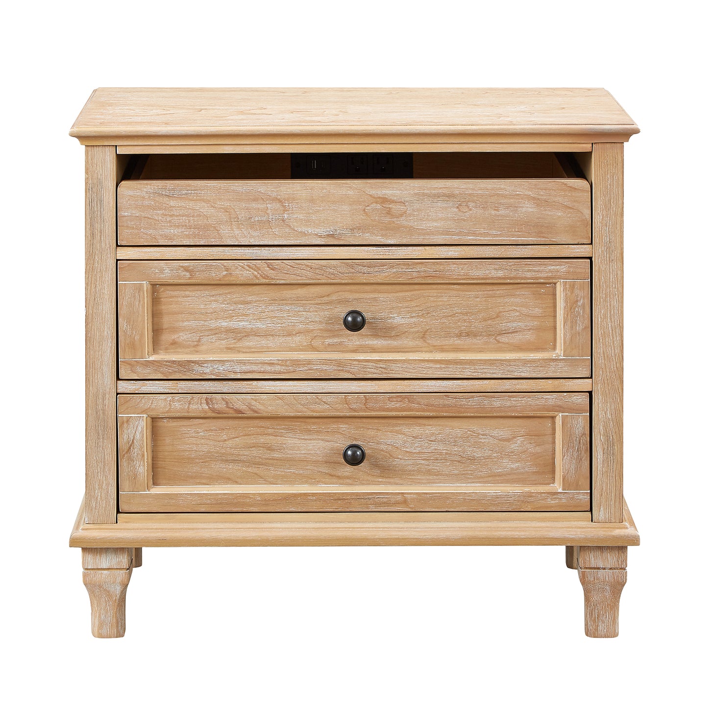 Wood Nightstand with Charging Station - Top View