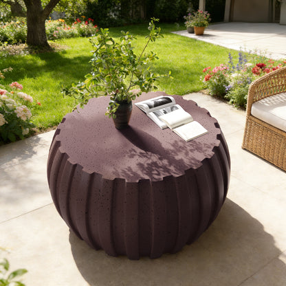 35.43" Modern Waterproof Coffee Table, Durable MgO Cement Design,Indoor & outdoor compatible(Brown) image 12