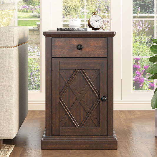 U-Can Classic Charging Livingroom End Table with USB Ports and Storage image 1