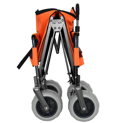 3-in-1 Folding Wagon with Bench Seat – patent protection, Includes 1 ice pack, 500lbs Capacity, 9"x4" Beach Tires for Camping & Beach, orange image 4