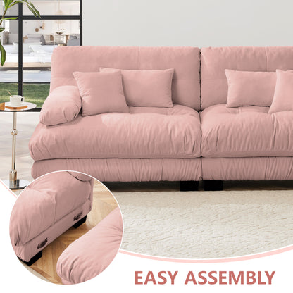 Luxury Modular Sectional Sofa Couch,Oversized L Shaped Cloud Couch for Living Room,Deep Seat Sofa Couch with Convertible Ottoman,Chenille Pink image 5