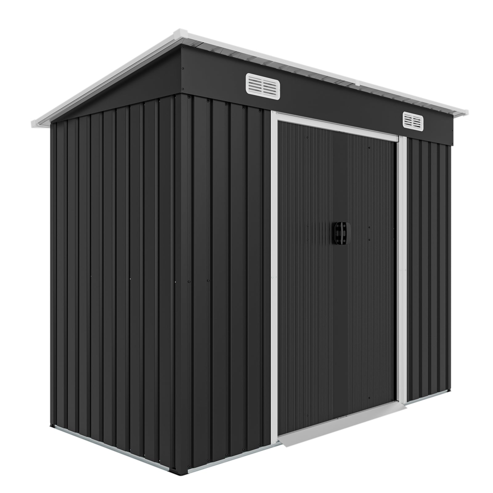 8x4ft Metal Shed, Sliding Door Galvanized Steel Shed with Lock Hole, Air Vents & Threshold, Outdoor Garden Tool Shed(7.84*4.04 FT) image 7