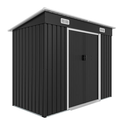 8x4ft Metal Shed, Sliding Door Galvanized Steel Shed with Lock Hole, Air Vents & Threshold, Outdoor Garden Tool Shed(7.84*4.04 FT) image 7