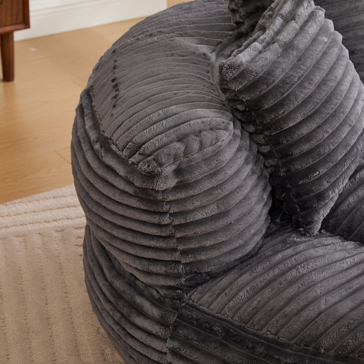 Bean Bag Chairs, Bean Bag Sofa for Adults, Kids,Oversized Corduroy Bean Bag Chair with 3 Pillows & Armrest,Beanbag Chair & Lazy Sofa with Foam Filler for Bedroom Living Room Dorm image 11