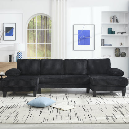 [VIDEO provided][New]U-Shaped Couch with Oversized Seat,4-Seat Sofa with Double Chaise,Comfortable and spacious indoor furniture for Living Room,Apartment image 2