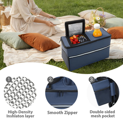 3-in-1 Folding Wagon Cart with Bench Seat & Storage, patent protection- Includes 1 ice pack, 500lbs Heavy-Duty, 180L Capacity All-Terrain Wheels for Camping, Beach, Sports, Garden, dark blue image 9