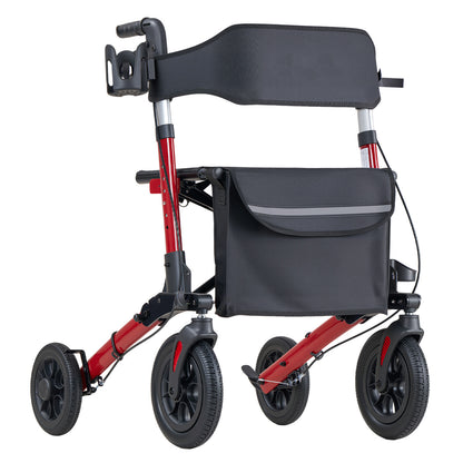 Rollator Walker with Seat for Seniors, Ultra Compact 3-Fold Rolling Walker, Lightweight Aluminum Mobility Walking Aid with PU Solid Wheels, Adjustable Handle, Cup & Cane Holder - Supports 300LBS image 6