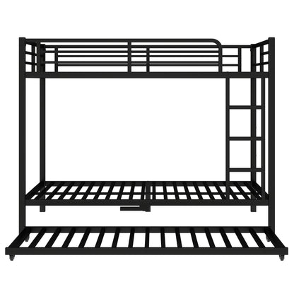 Full over Full Metal Bunk Bed with Twin Size Trundle, Black image 5