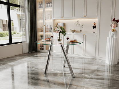 35-Inch Tempered Glass Dining Table with Sturdy Metal Legs image 8