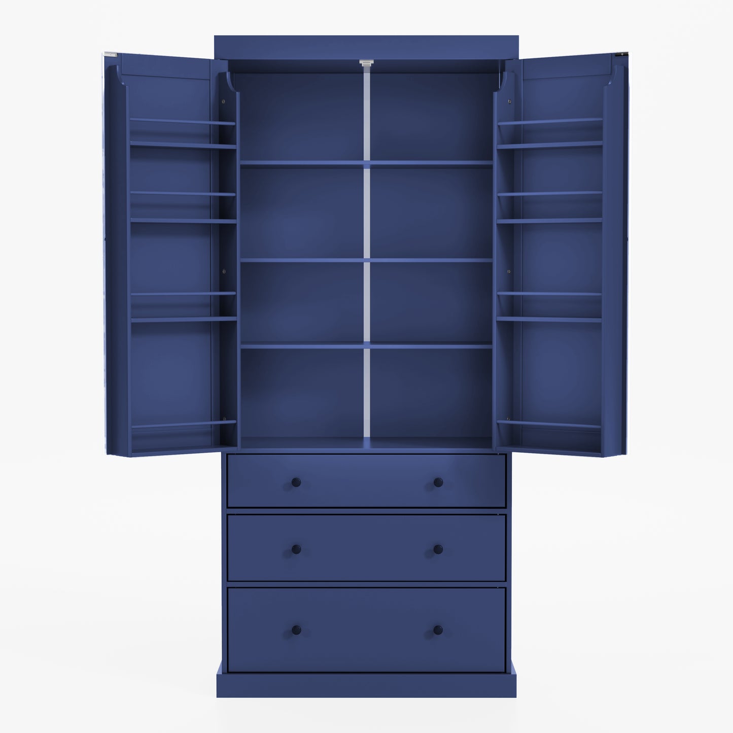 [Assembly Video Provided]TOPMAX 77inch Farmhouse Kitchen Pantry, Freestanding Tall Cupboard Storage Cabinet with 3 Adjustable Shelves, 8 Door Shelves, 3 Drawers for Kitchen, Dining Room, Blue image 10