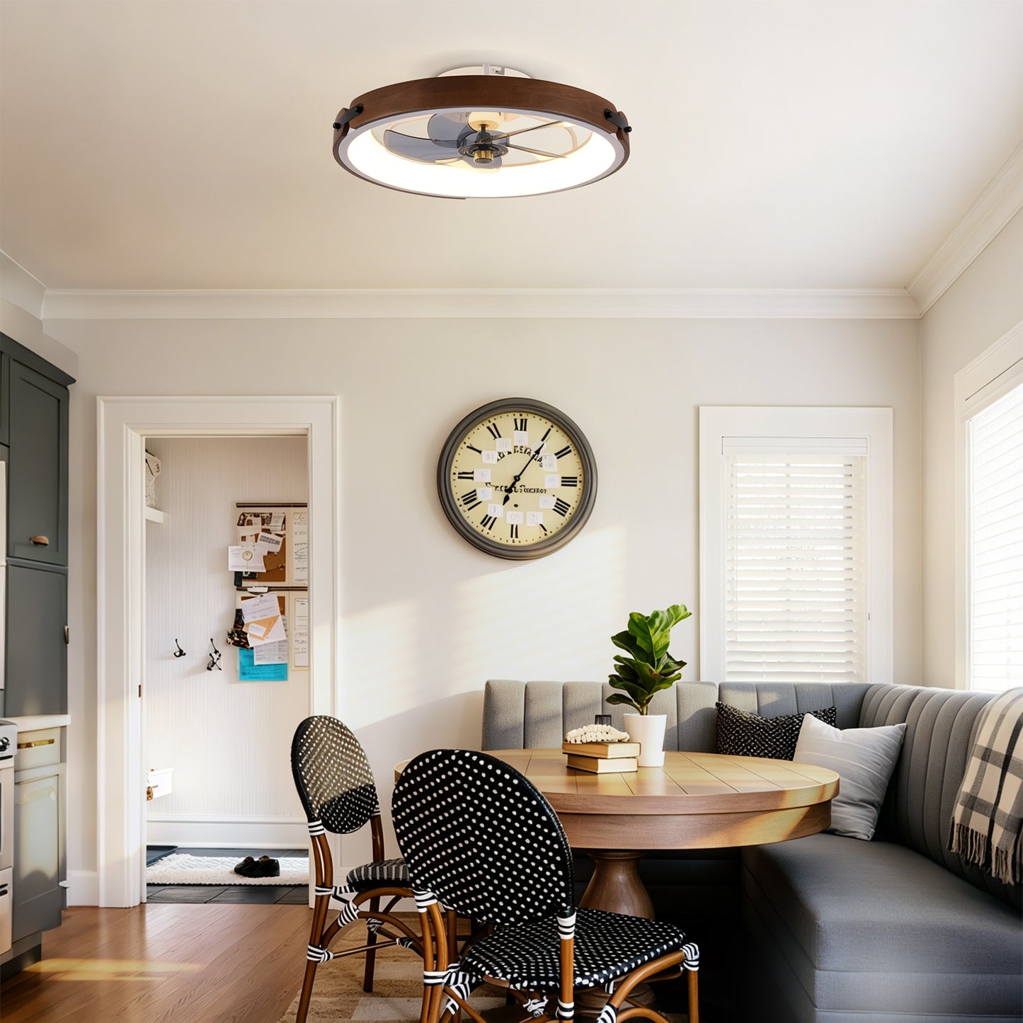 20" Ceiling Fans with Lights Kit (Led) and Remote Control, 3000-6500K Dimmable Modern Flush Mount LED Fan Light, 6 Speeds, Quiet DC Motor For Living room, Bedroom,Kitchen----Walnut+ Black image 4